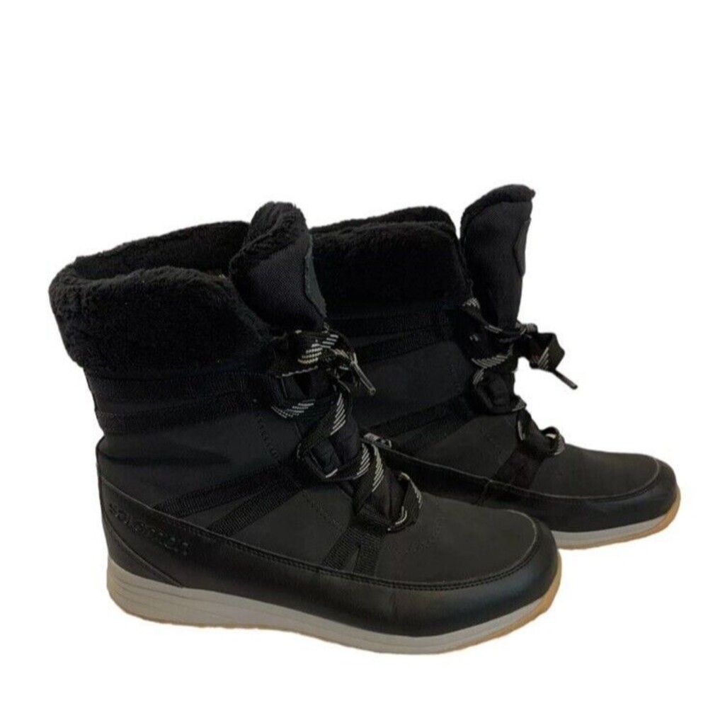 Salomon Womens Heika‎ Waterproof Thinsulate Black Winter Snow Boots Sz 8.5